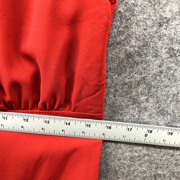 Nicole Miller Sheath Dress Size 10 Red Silk Blend Cap Sleeve Pleated Formal - Picture 6 of 10